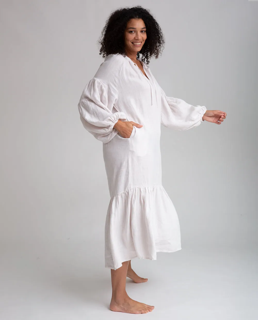 Odessa Linen Dress In Perfectly Pale