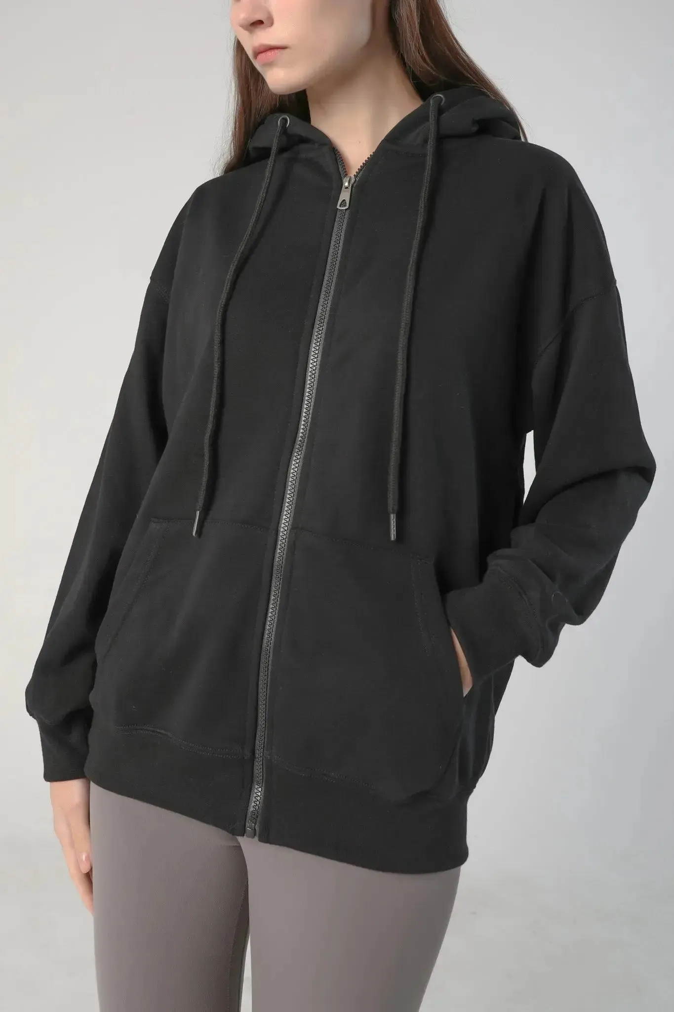 Oversized Zip Hoodie in French Terry