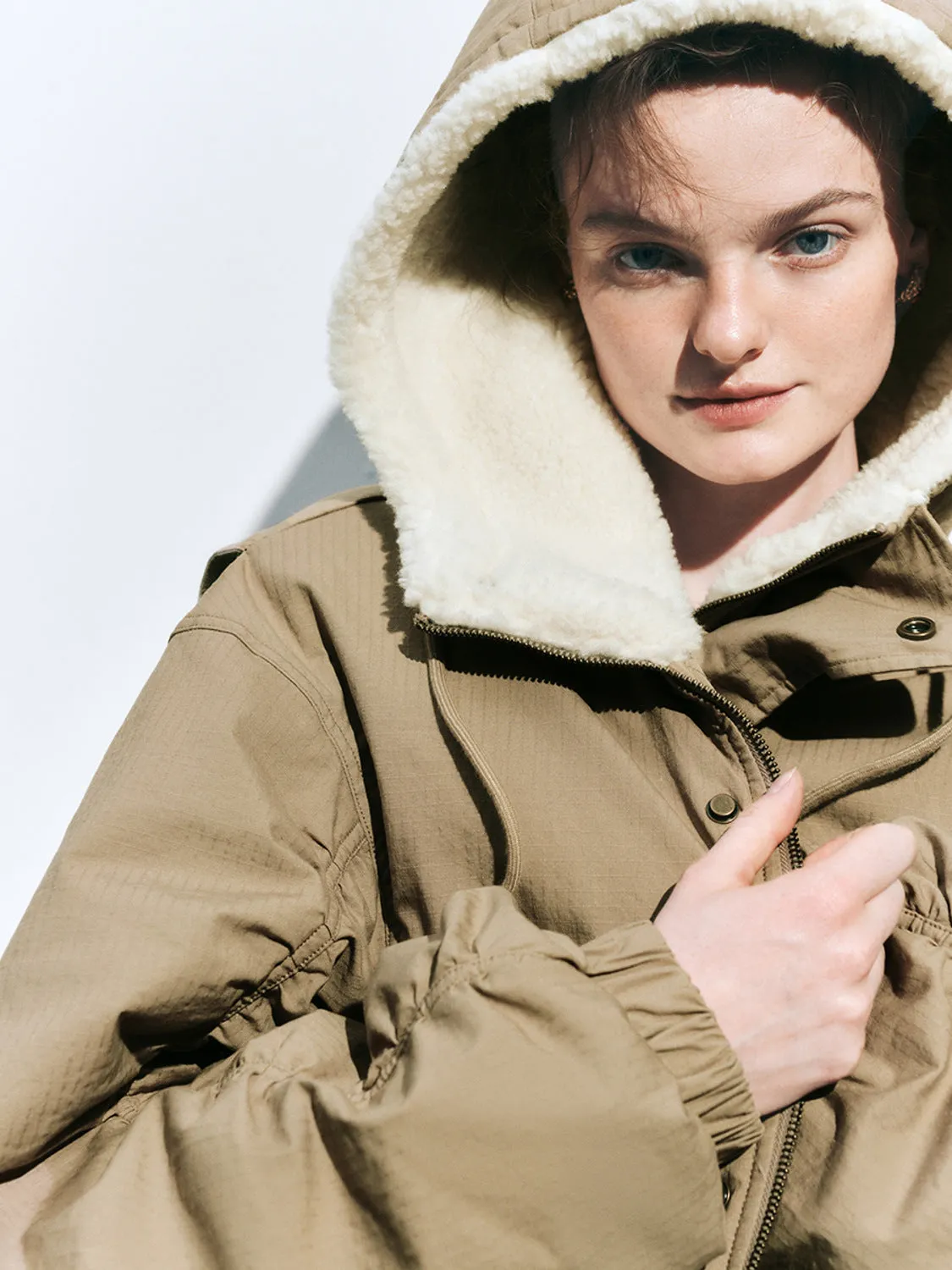 Padded Shearling Puffer Jackets