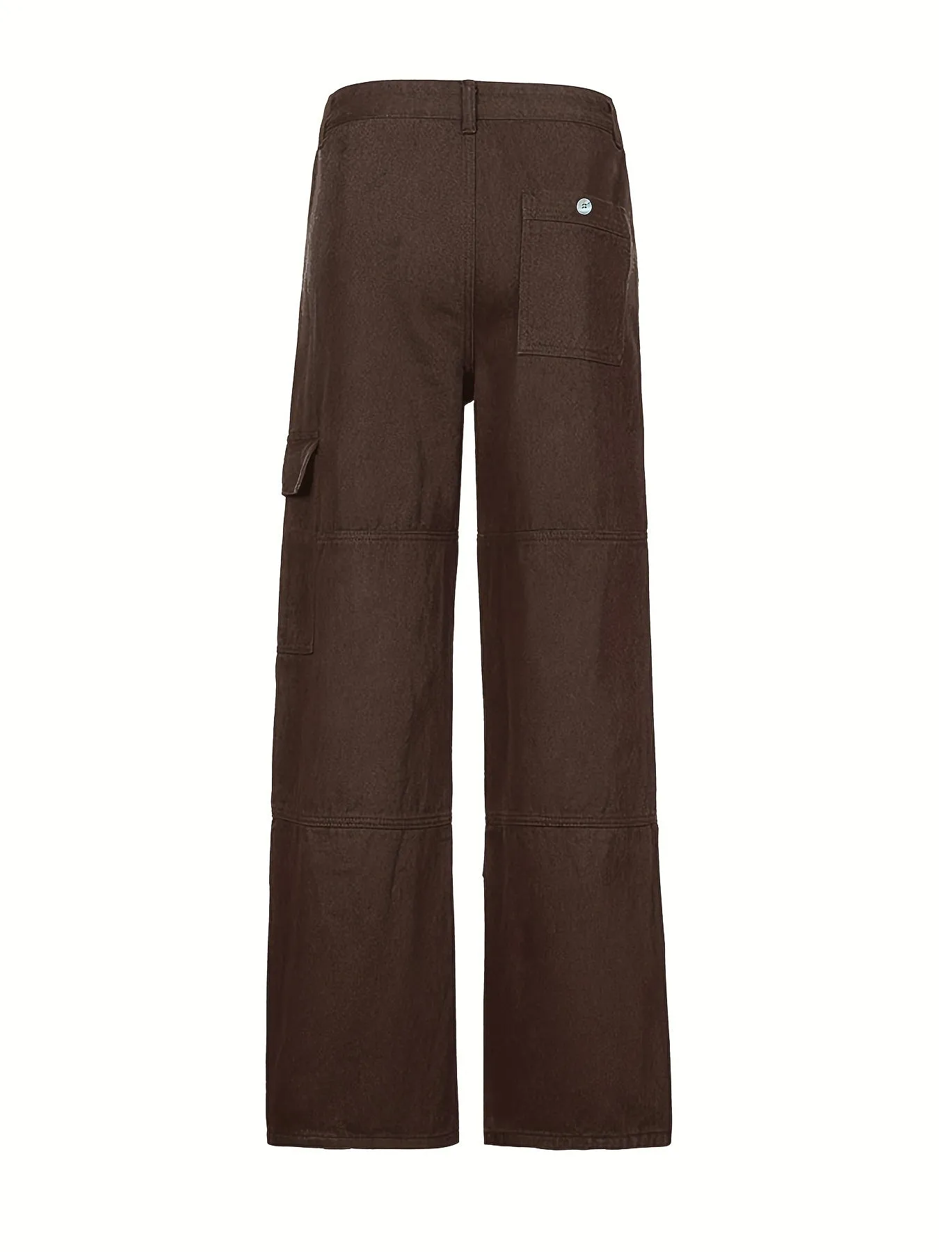Purpdrank Wide Leg One Side Square Pocket Cargo Pants, Denim Loose Baggy Fit Straight Legs Trousers, Y2K Kpop Vintage Style Women's Jeans