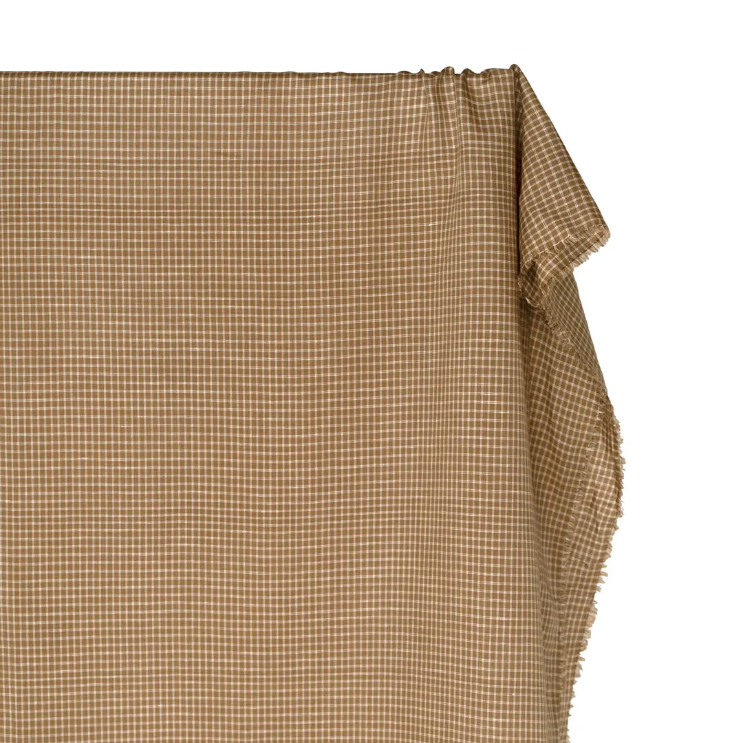 Remnant - 1m - Lattice Linen Lyocell Blend - Antique Gold/White