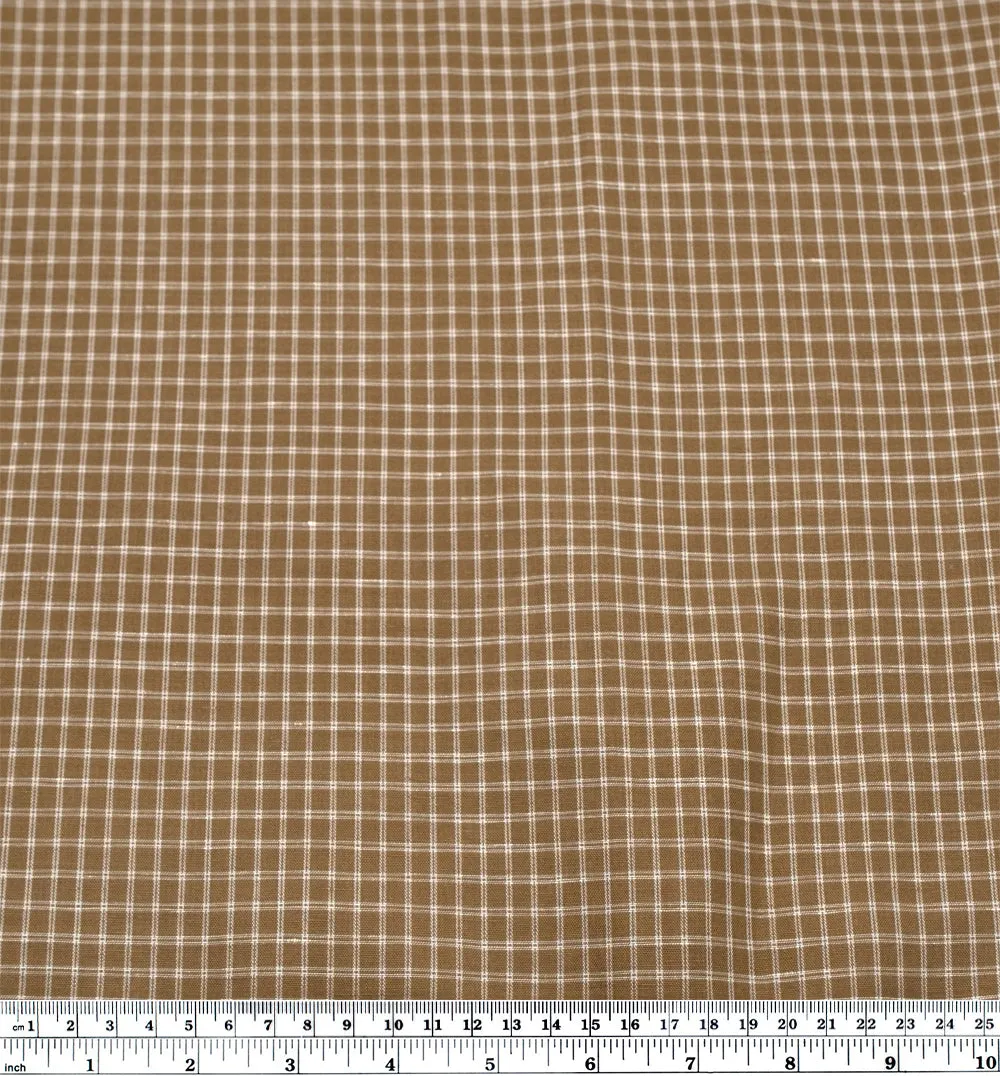 Remnant - 1m - Lattice Linen Lyocell Blend - Antique Gold/White