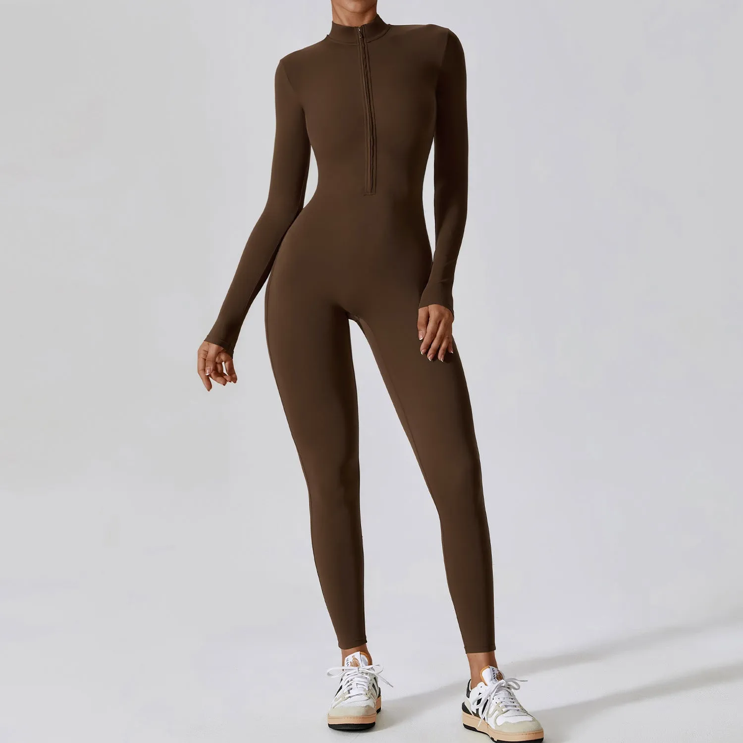 Sculpting Long Sleeve Zip Up Jumpsuit