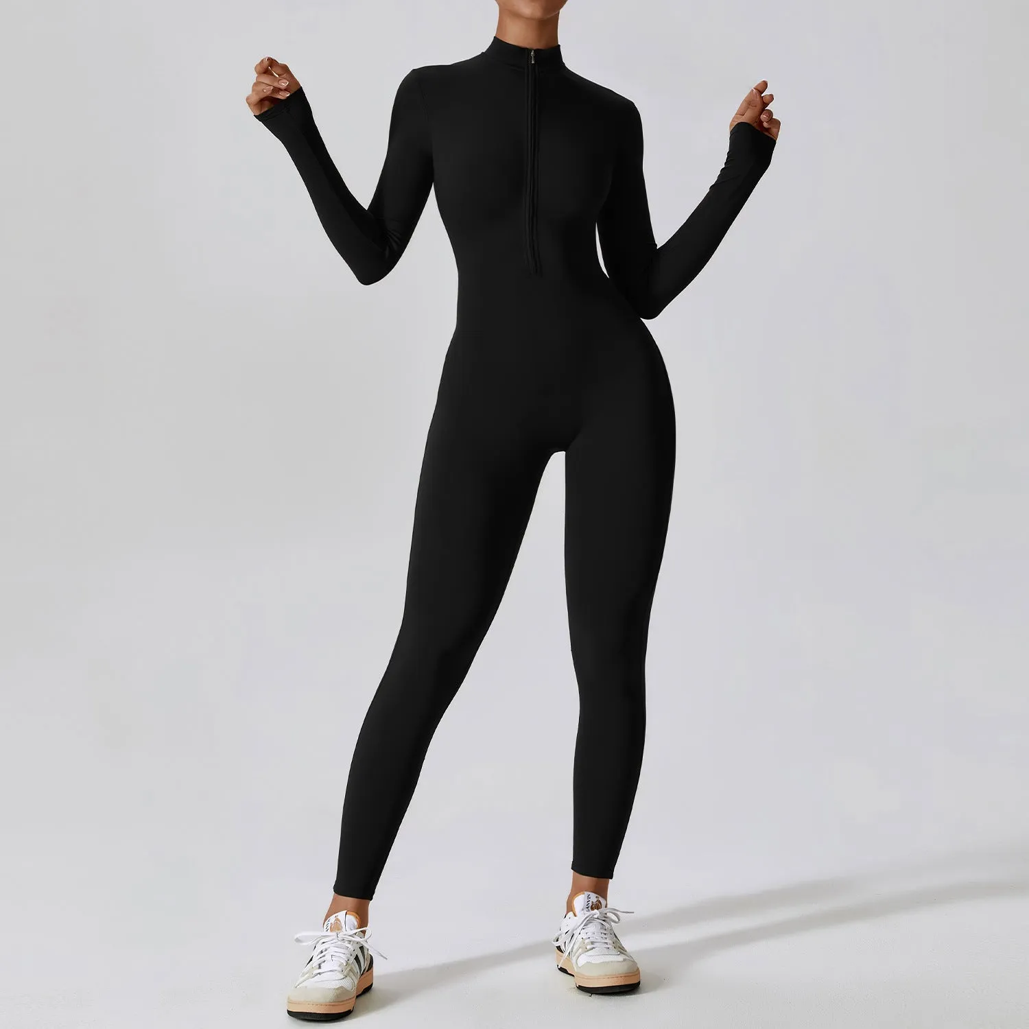 Sculpting Long Sleeve Zip Up Jumpsuit