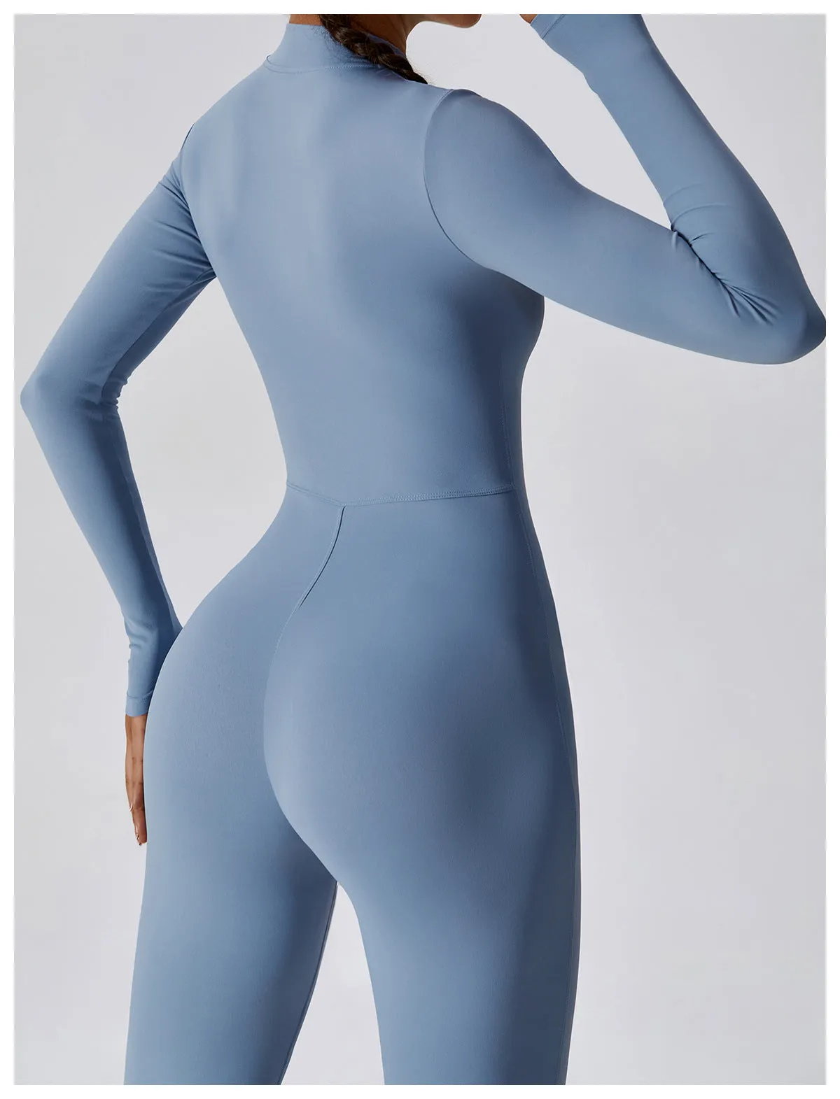 Sculpting Long Sleeve Zip Up Jumpsuit