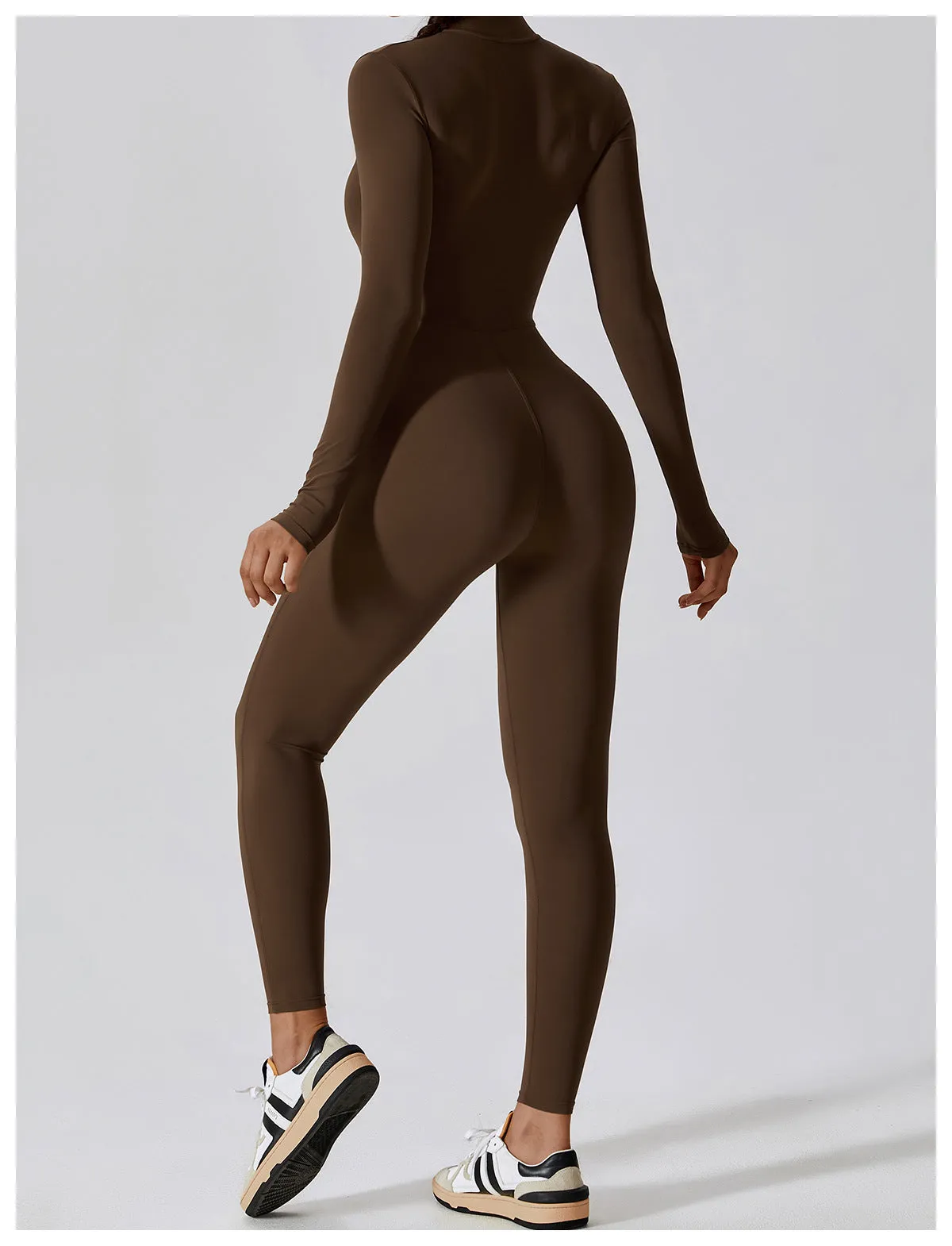 Sculpting Long Sleeve Zip Up Jumpsuit