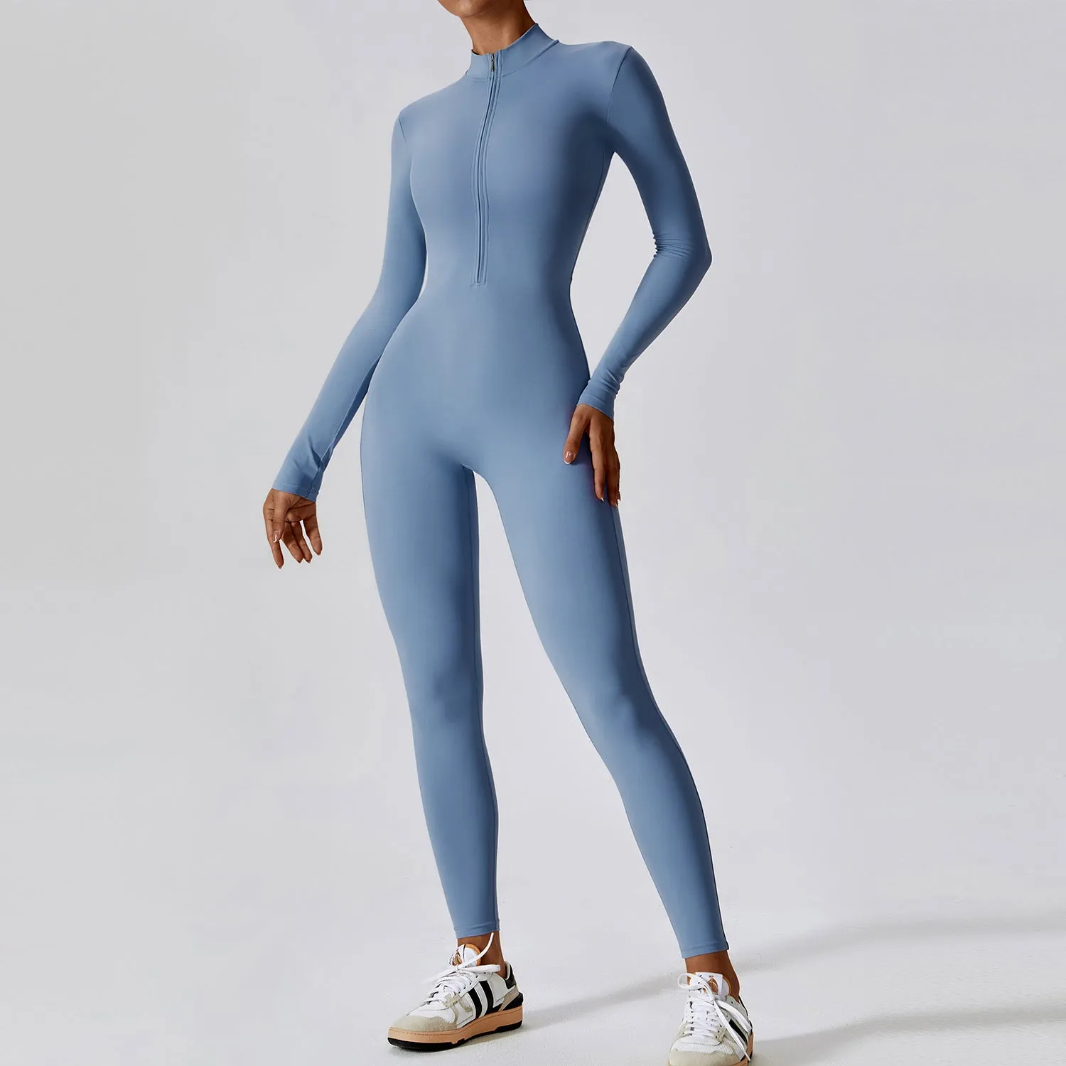 Sculpting Long Sleeve Zip Up Jumpsuit