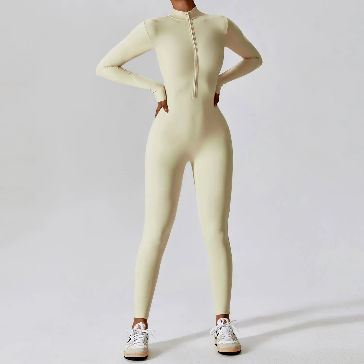 Sculpting Long Sleeve Zip Up Jumpsuit