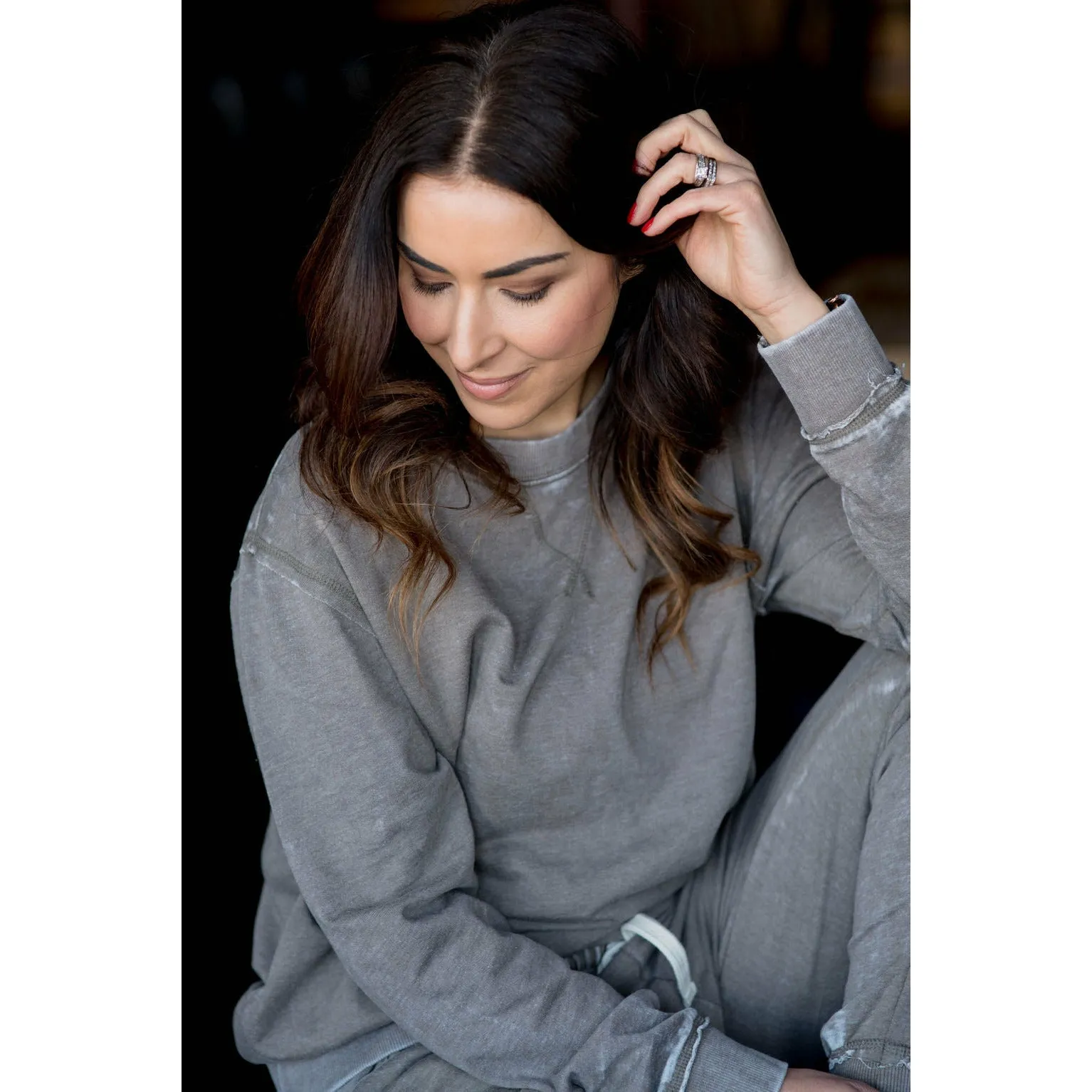 Solid Lounge Long Sleeve Sweatshirt - Mocha