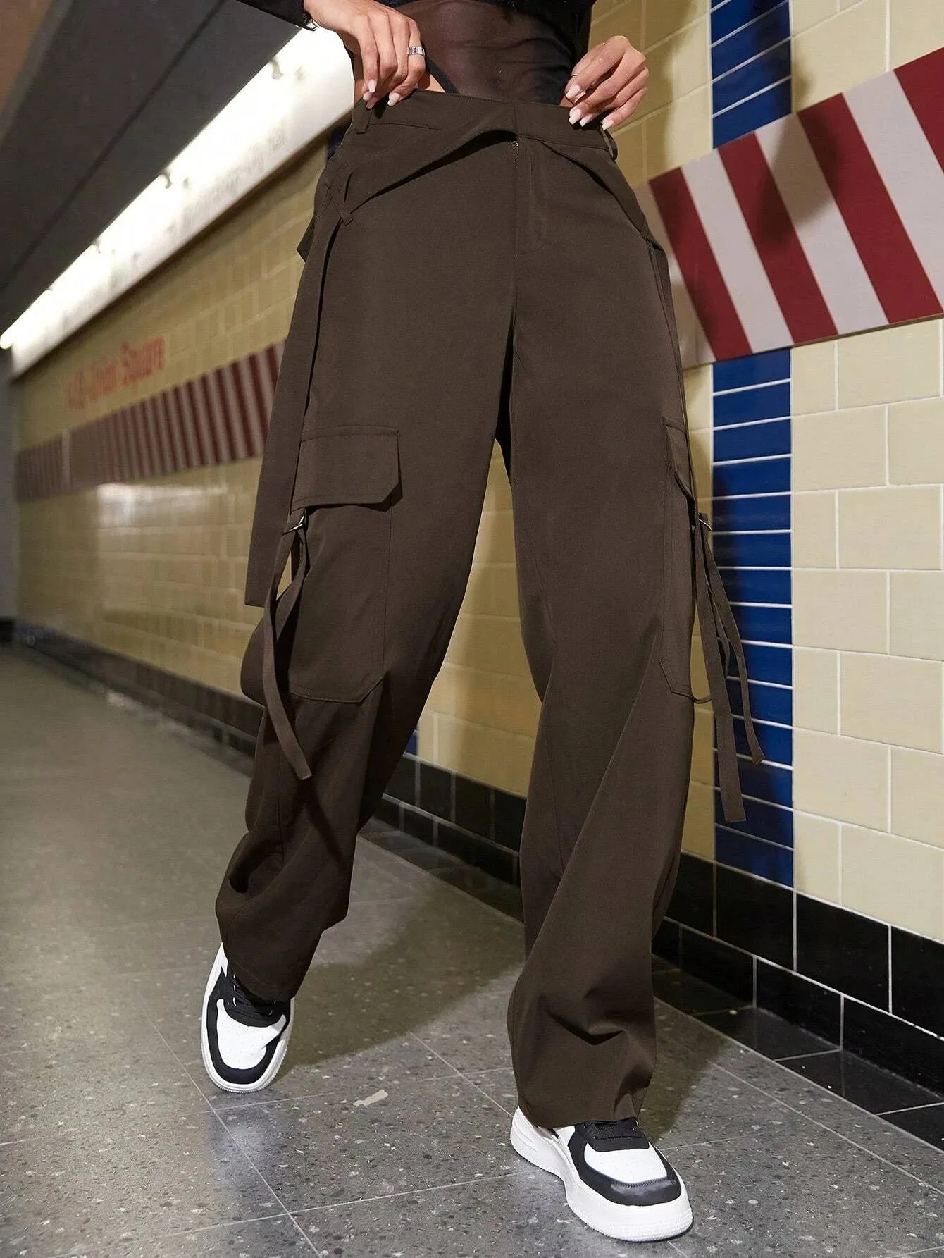 Street Style Cargo Pants With Flap Pockets
