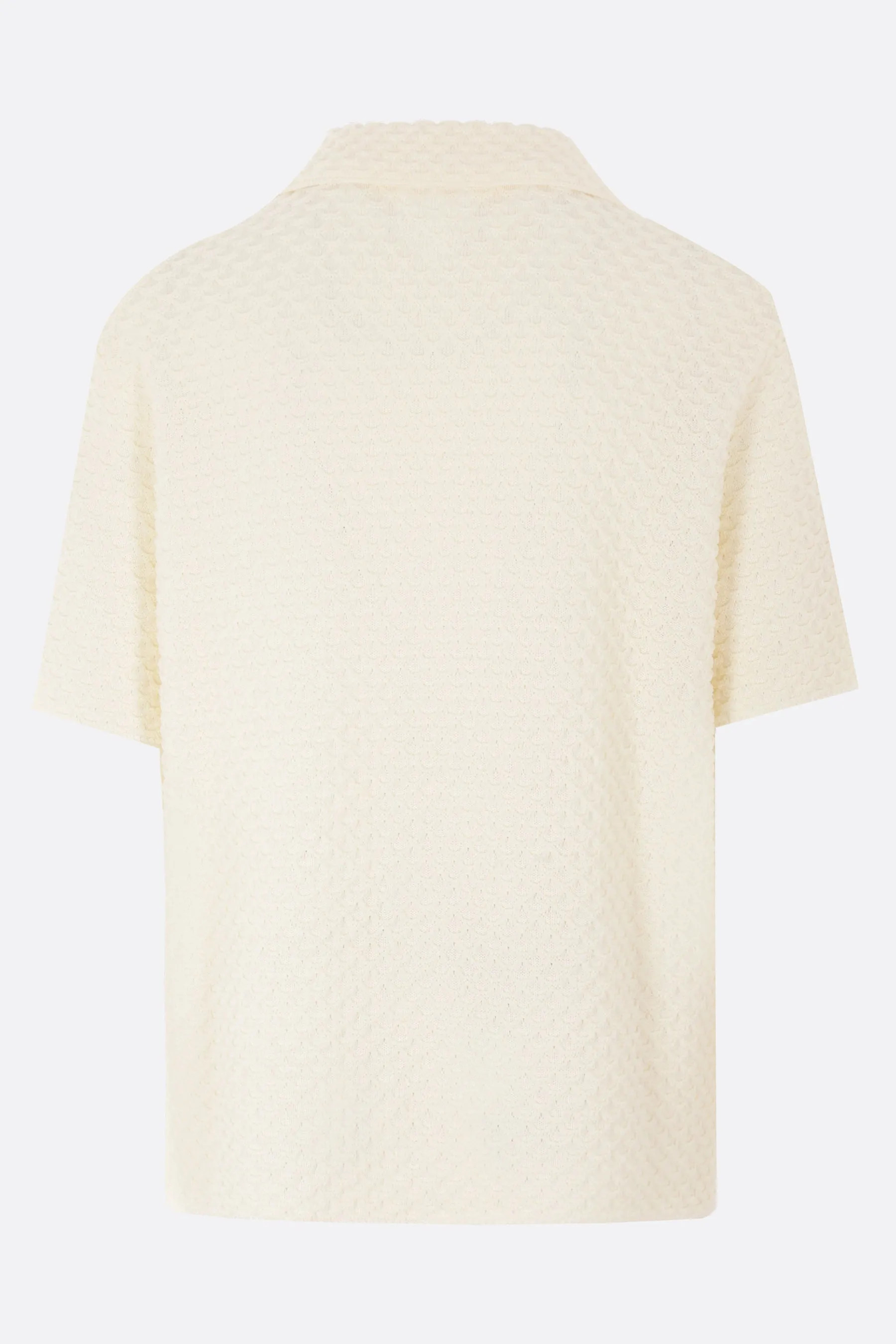 Textured Pattern Knit Bowling Shirt