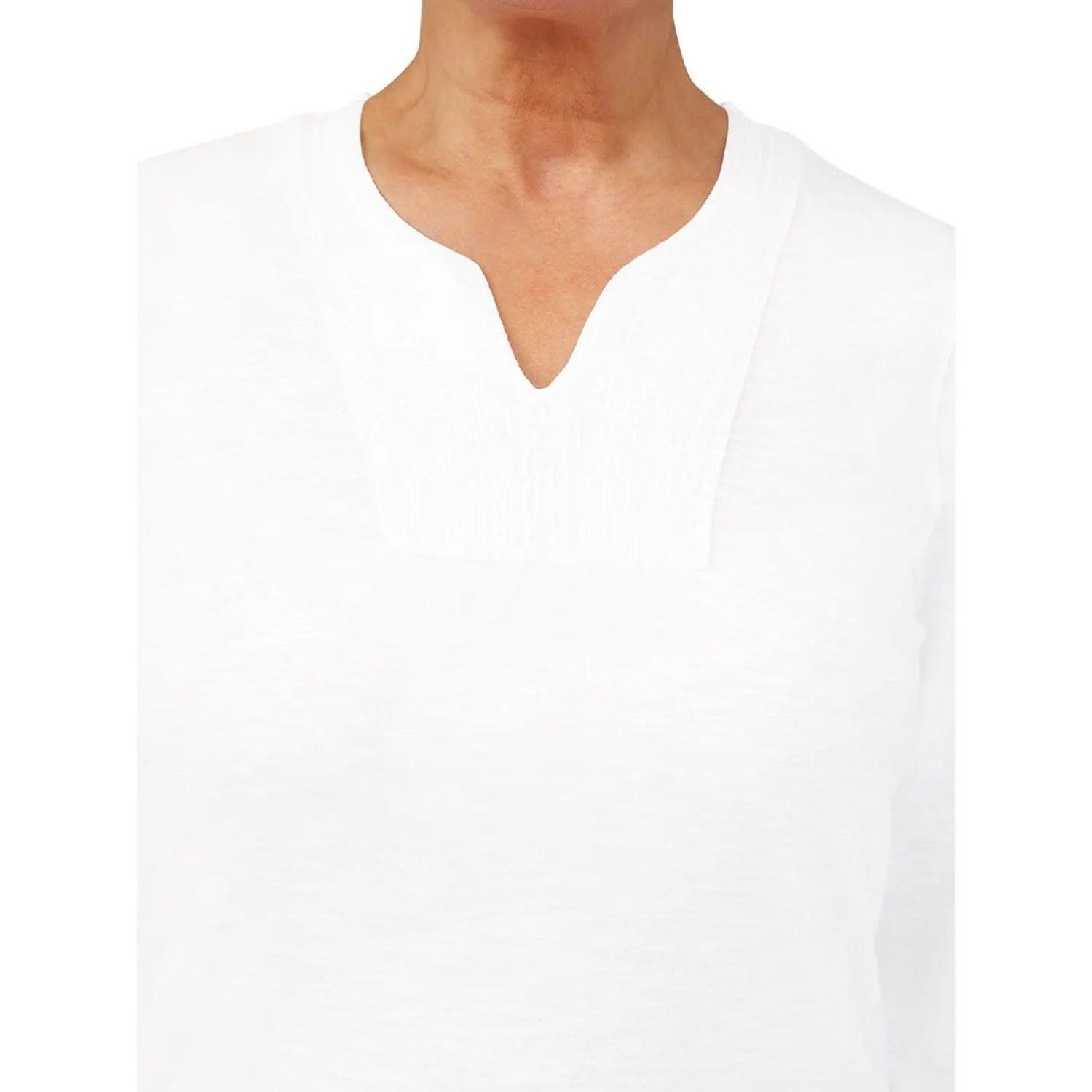 TIGI 10/12 Embroidered Bib Notch Neckline Top