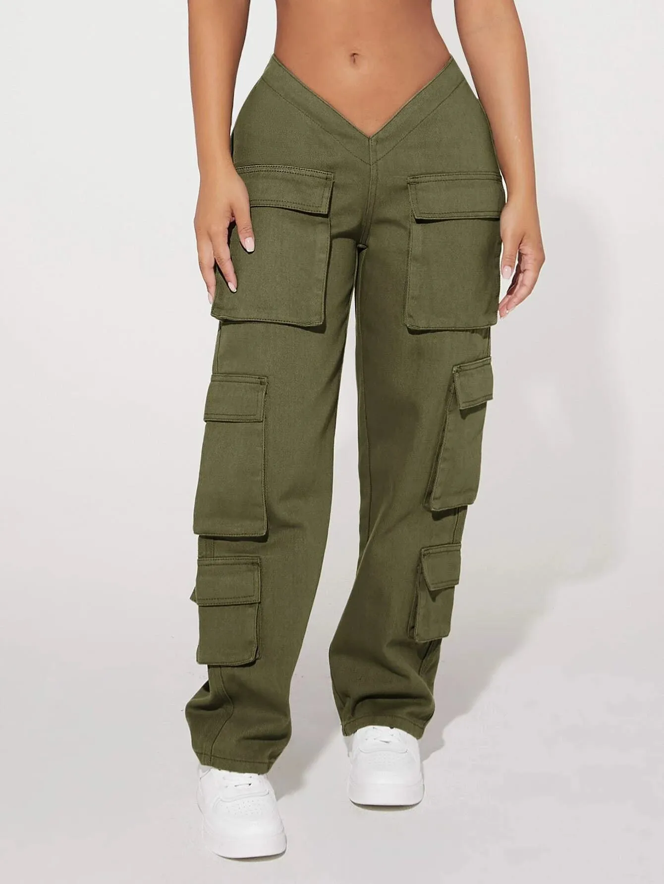 V Waist Flap Pocket Cargo Jean