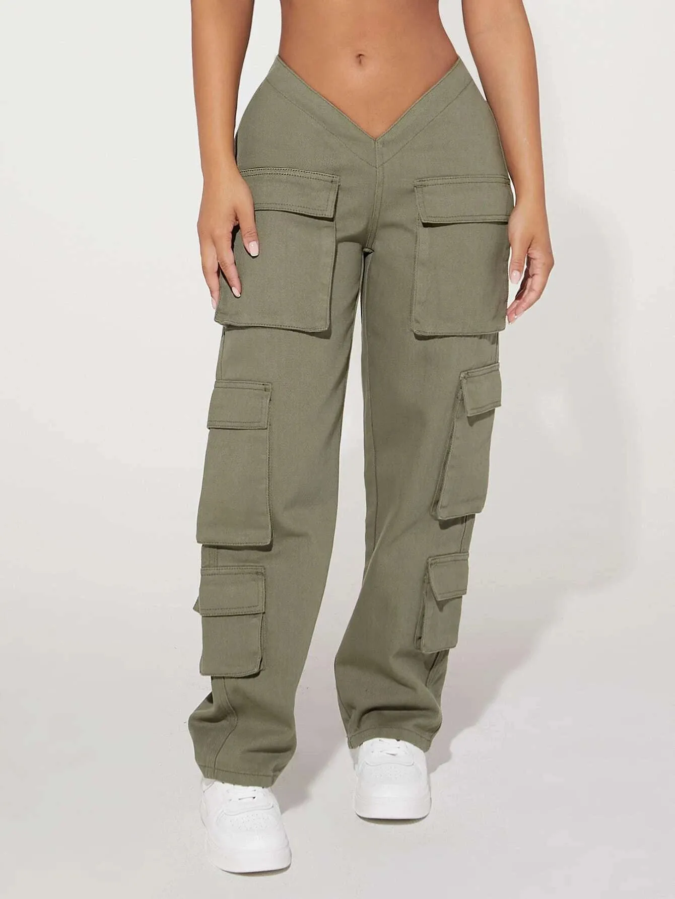 V Waist Flap Pocket Cargo Jean