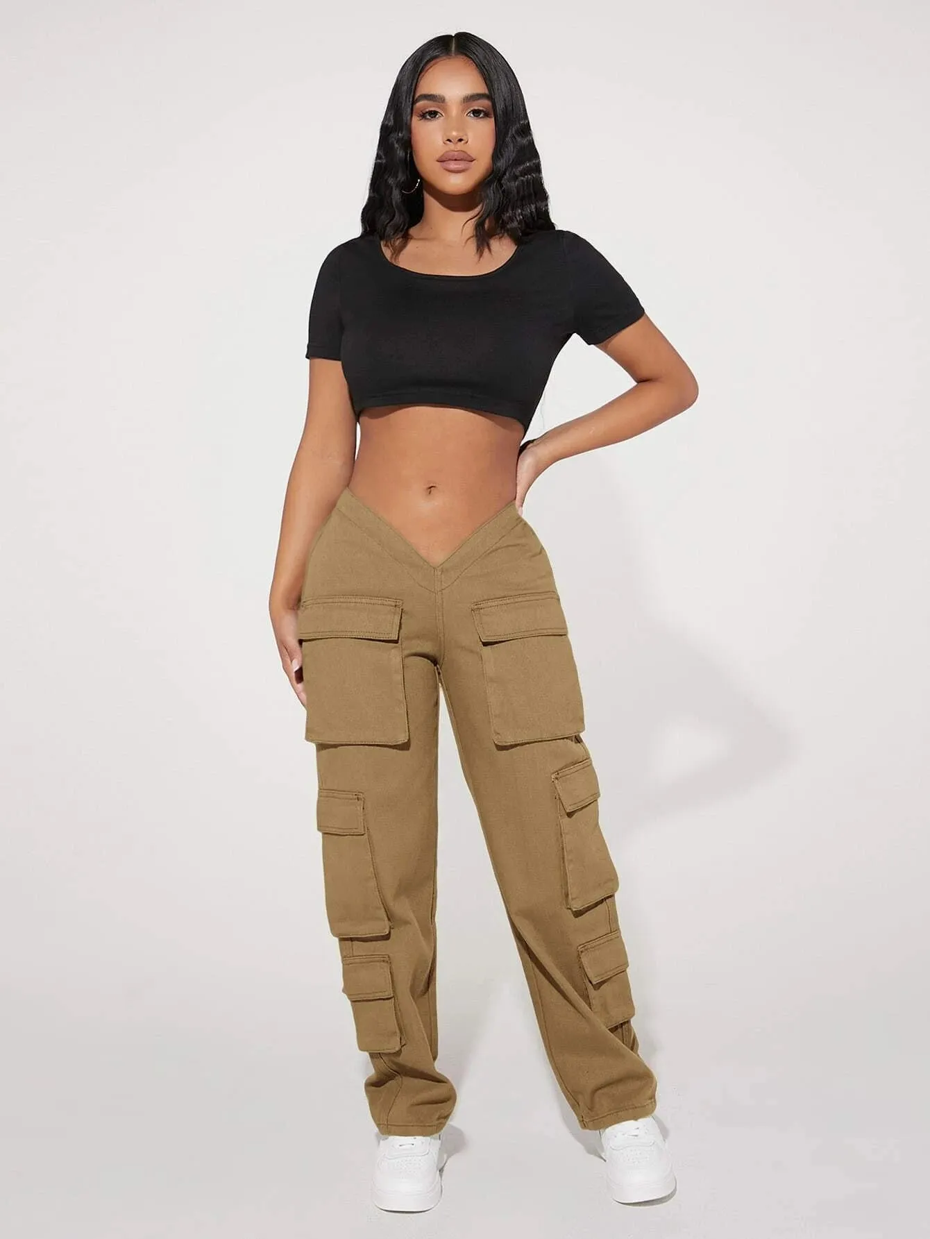 V Waist Flap Pocket Cargo Jean