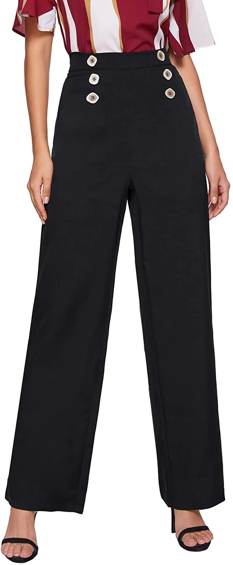 WDIRARA Women's Snakeskin High Waist Casual Flare Bell Bottom Stretch Long Pants