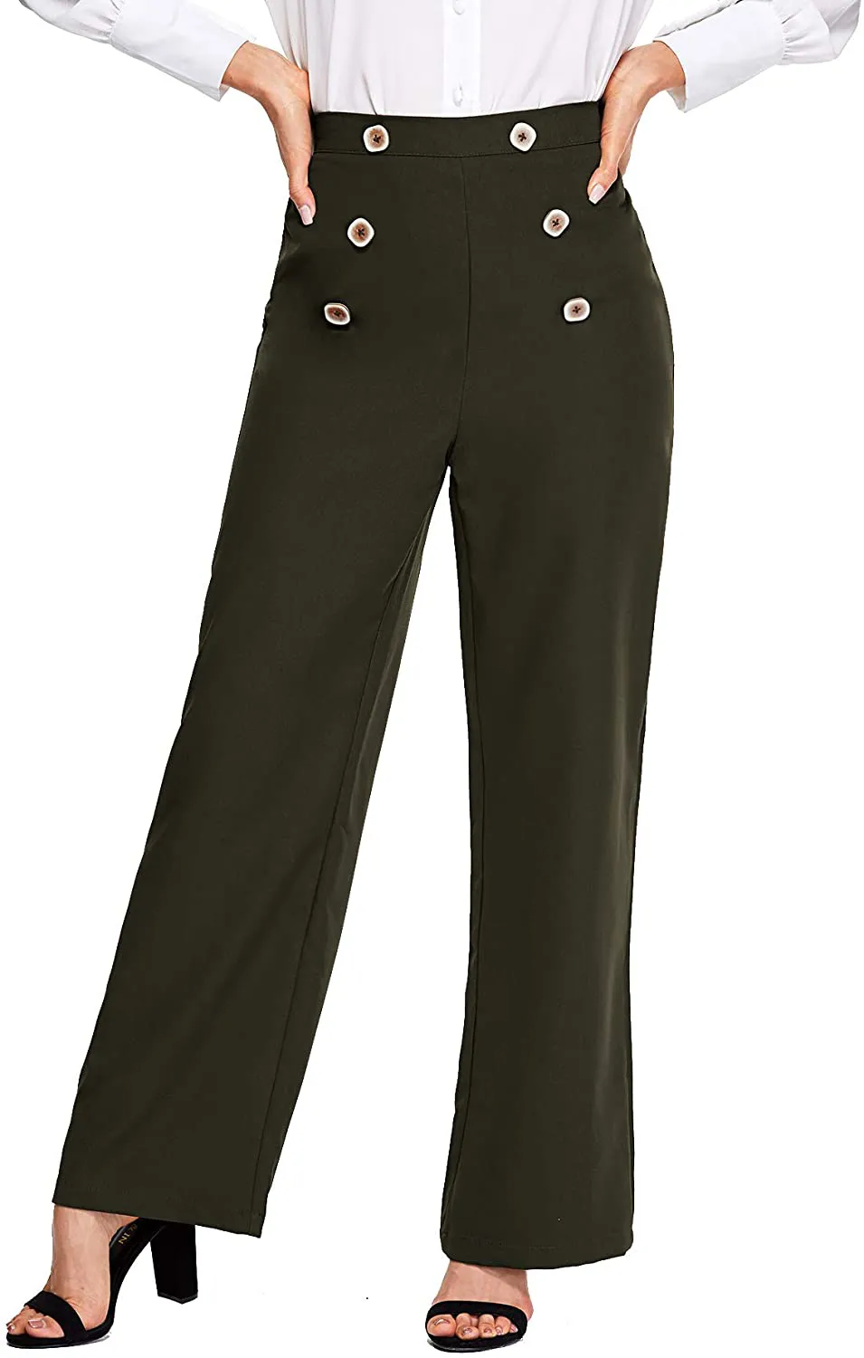 WDIRARA Women's Snakeskin High Waist Casual Flare Bell Bottom Stretch Long Pants