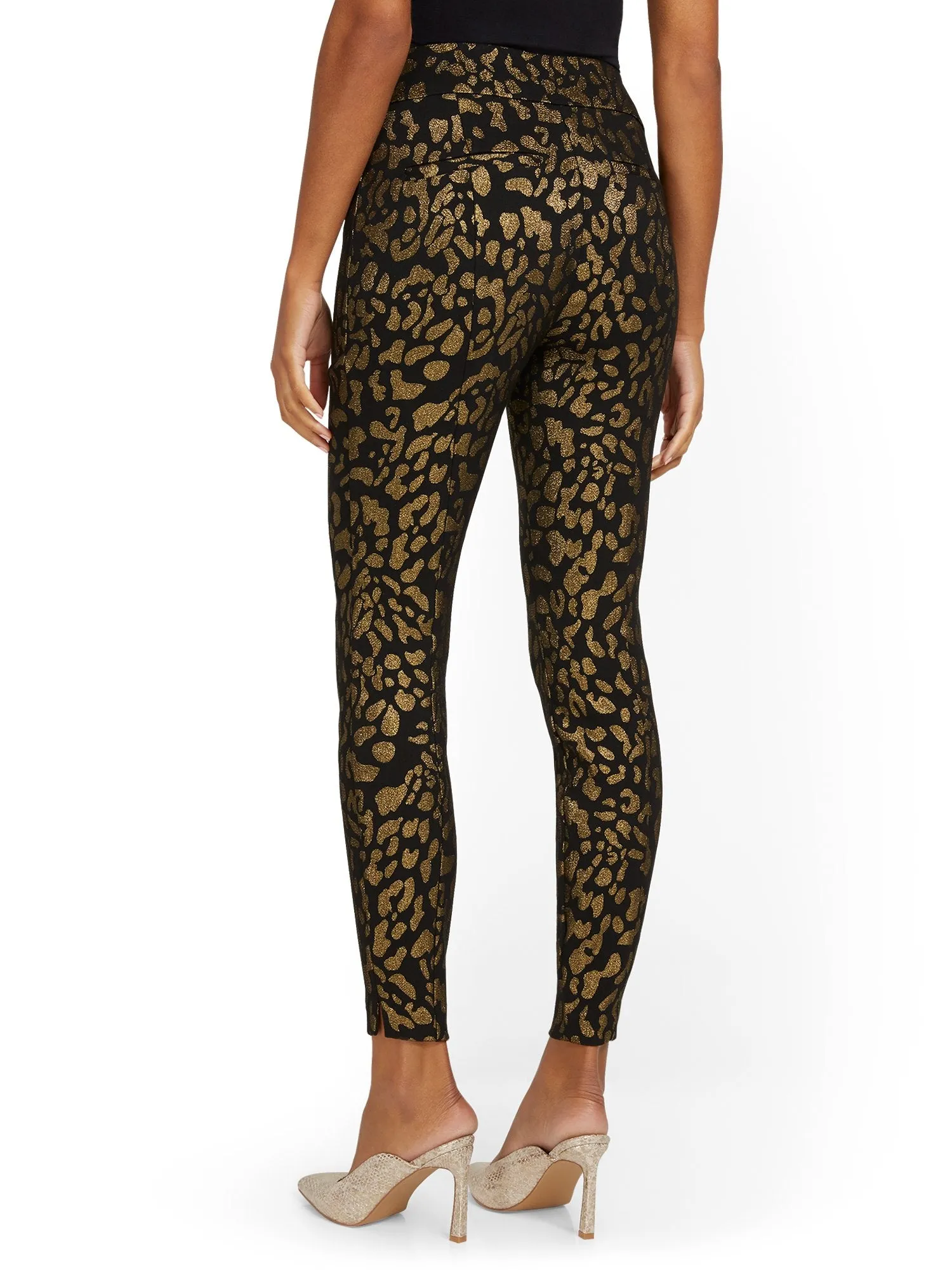 Whitney High-Waisted Pull-On Slim-Leg Pant - Leopard-Print