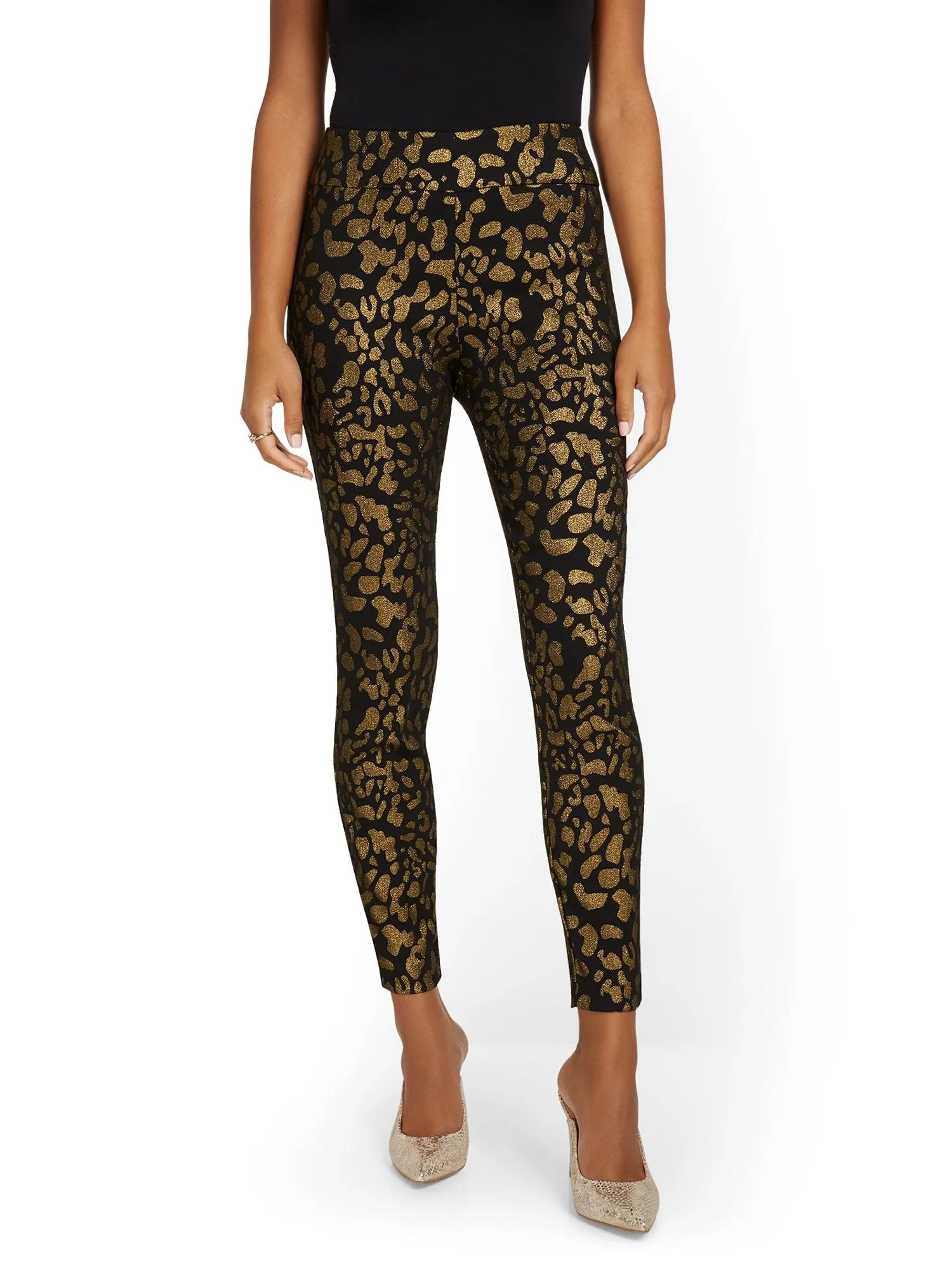 Whitney High-Waisted Pull-On Slim-Leg Pant - Leopard-Print