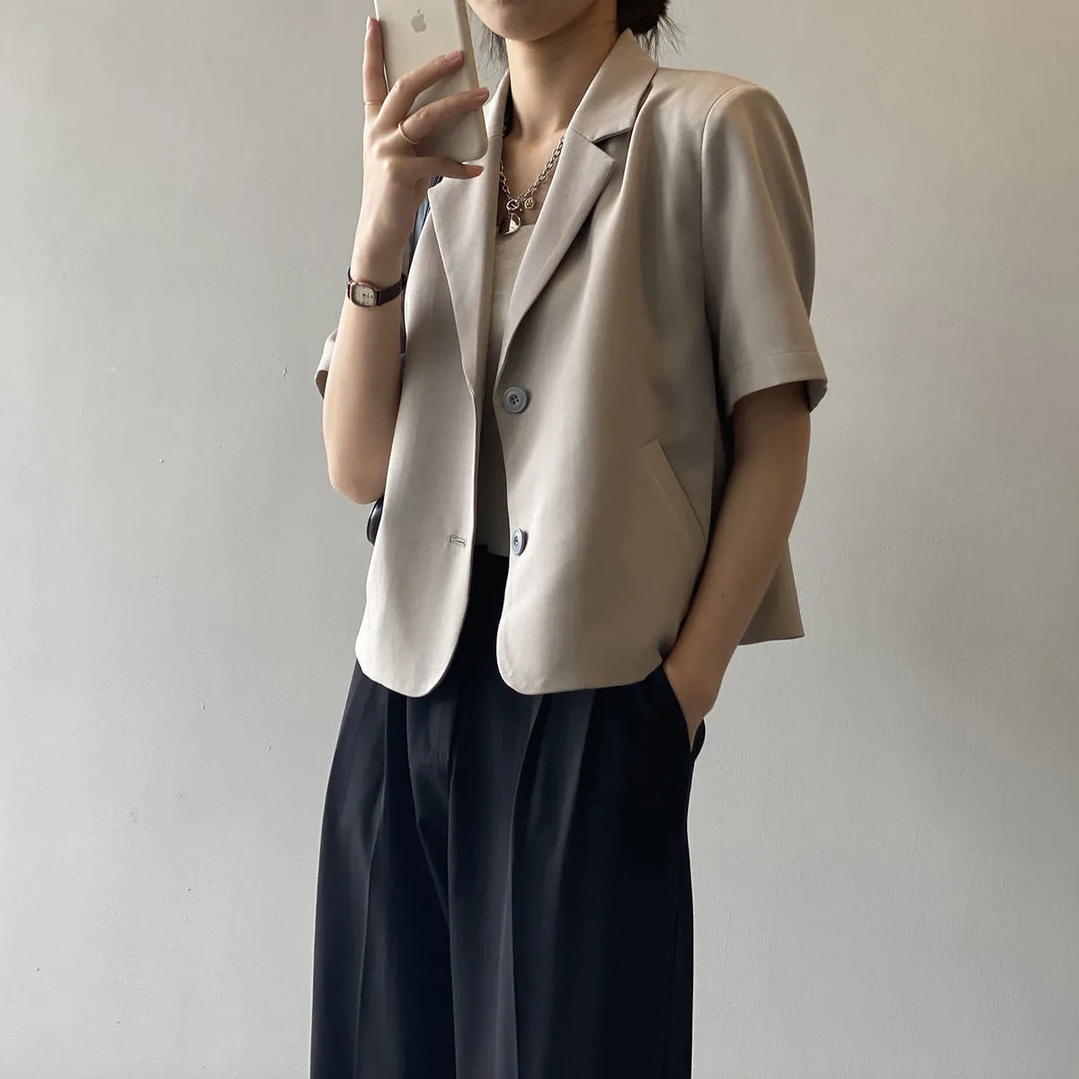 Wjczt Blazers Women S-4XL Solid Office Lady Chic Summer Fashion Single Breasted Casual Popular Crops Basic Ulzzang Notched Outwear New
