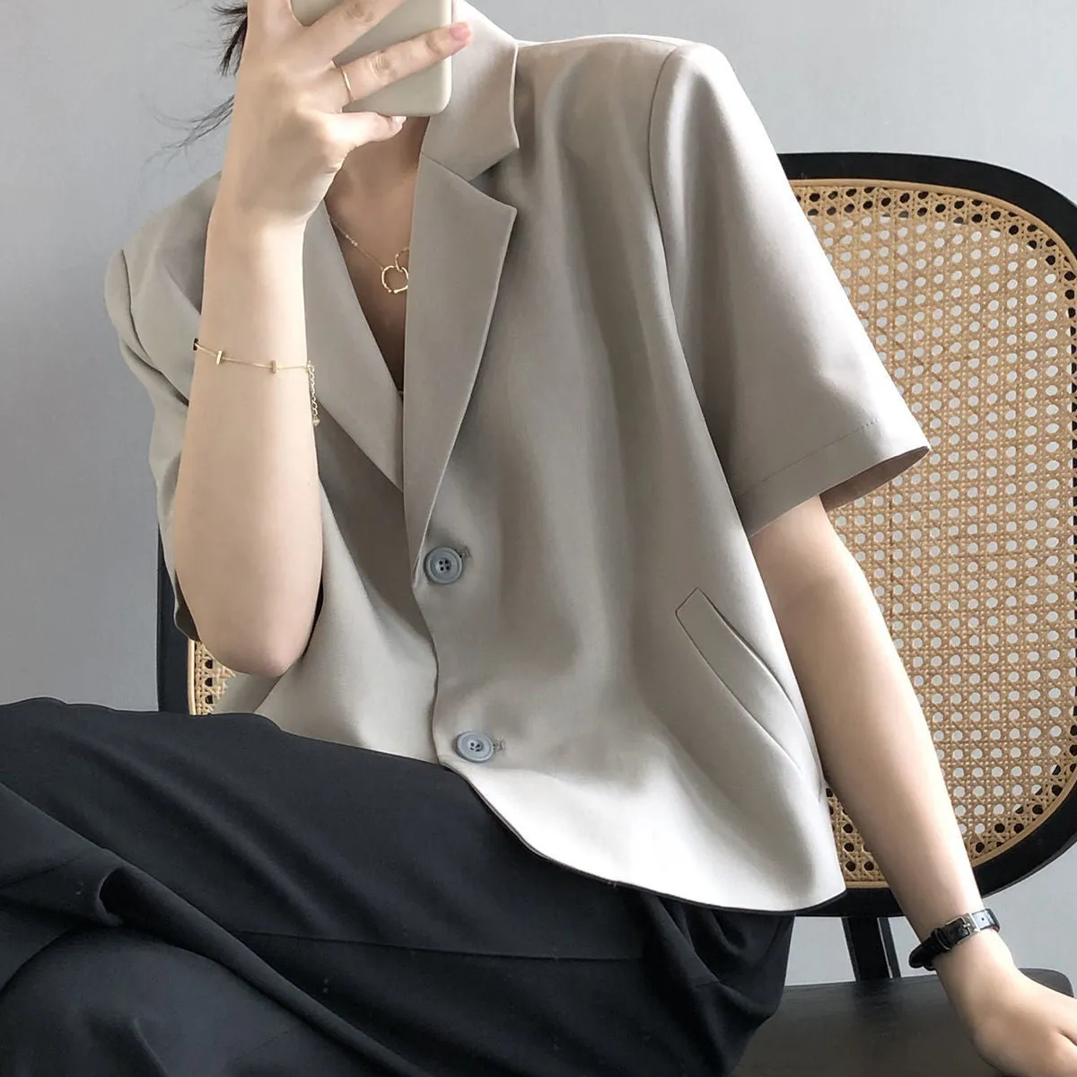 Wjczt Blazers Women S-4XL Solid Office Lady Chic Summer Fashion Single Breasted Casual Popular Crops Basic Ulzzang Notched Outwear New
