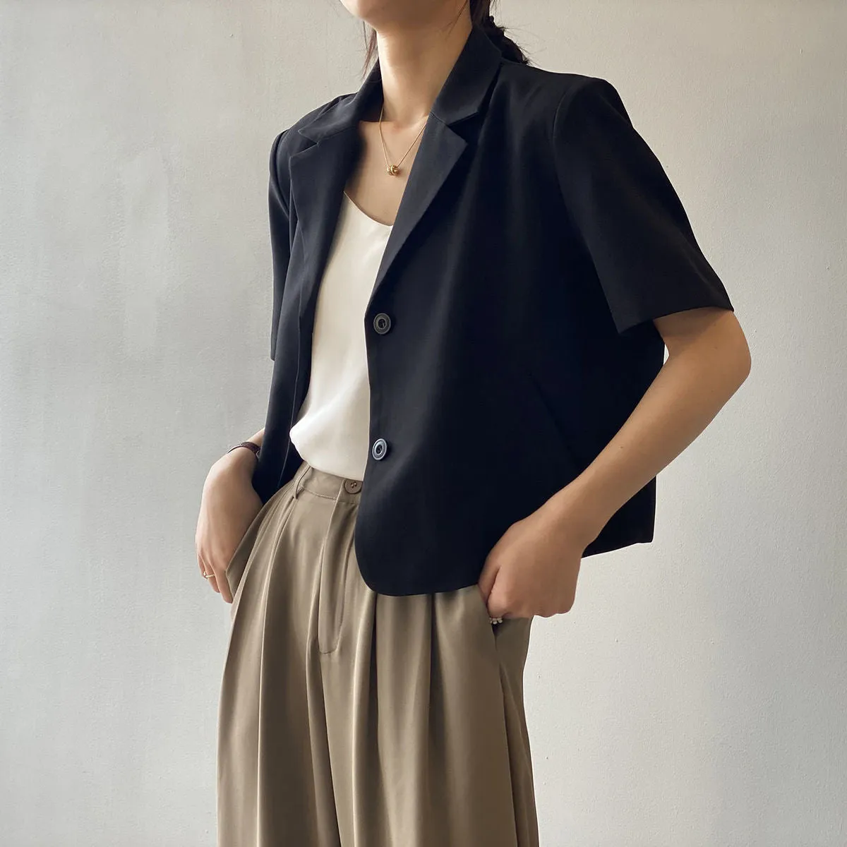 Wjczt Blazers Women S-4XL Solid Office Lady Chic Summer Fashion Single Breasted Casual Popular Crops Basic Ulzzang Notched Outwear New