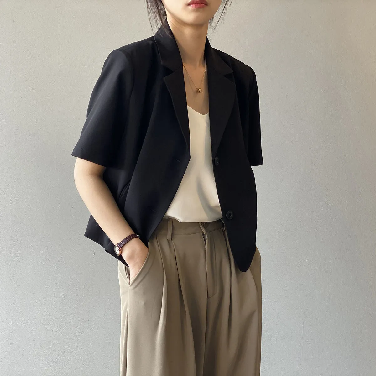 Wjczt Blazers Women S-4XL Solid Office Lady Chic Summer Fashion Single Breasted Casual Popular Crops Basic Ulzzang Notched Outwear New