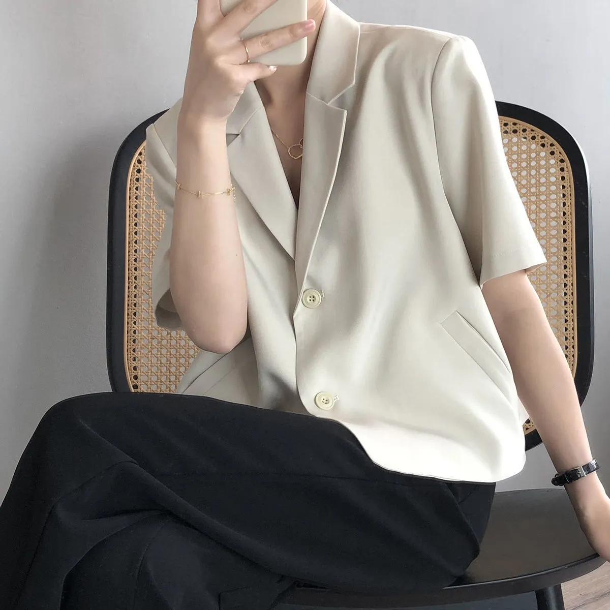 Wjczt Blazers Women S-4XL Solid Office Lady Chic Summer Fashion Single Breasted Casual Popular Crops Basic Ulzzang Notched Outwear New