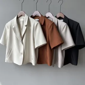 Wjczt Blazers Women S-4XL Solid Office Lady Chic Summer Fashion Single Breasted Casual Popular Crops Basic Ulzzang Notched Outwear New