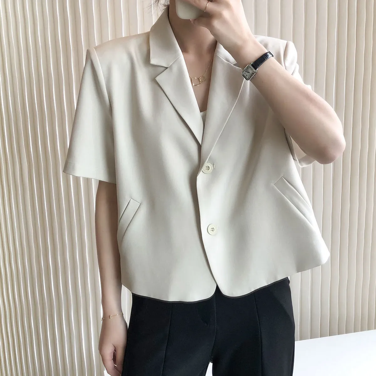 Wjczt Blazers Women S-4XL Solid Office Lady Chic Summer Fashion Single Breasted Casual Popular Crops Basic Ulzzang Notched Outwear New